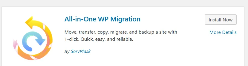 All-in-One WP Migration plugin by ServMask